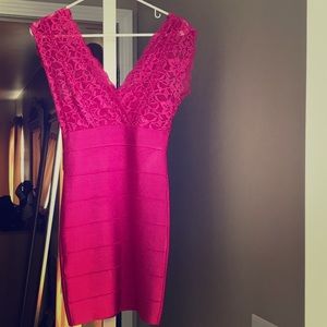 Bebe hot pink bandage bodycon dress
